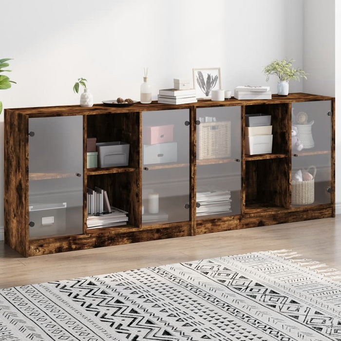 Bibliotecă cu uși stejar fumuriu 204x37x75 cm lemn compozit - WALTI WALTI
