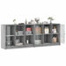 Bibliotecă cu uși gri sonoma 204x37x75 cm lemn compozit - WALTI WALTI