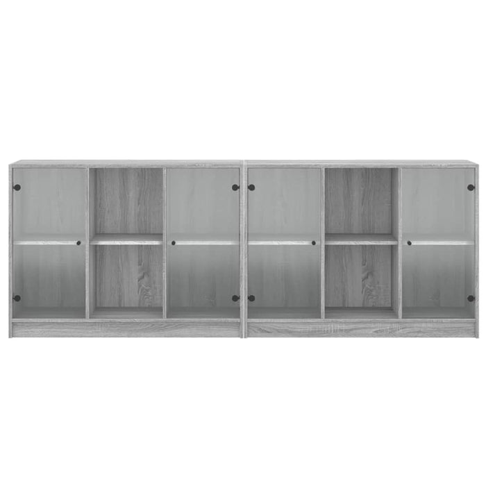 Bibliotecă cu uși gri sonoma 204x37x75 cm lemn compozit - WALTI WALTI