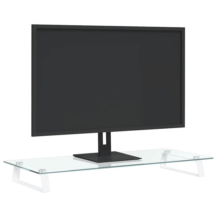 Suport de monitor, alb, 80x35x8 cm, sticlă securizată și metal - WALTI WALTI