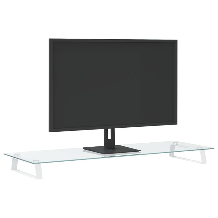 Suport de monitor, alb, 100x35x8 cm, sticlă securizată și metal - WALTI WALTI