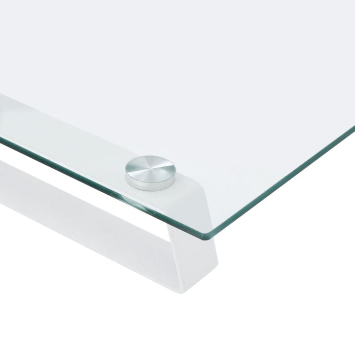 Suport de monitor, alb, 100x35x8 cm, sticlă securizată și metal - WALTI WALTI