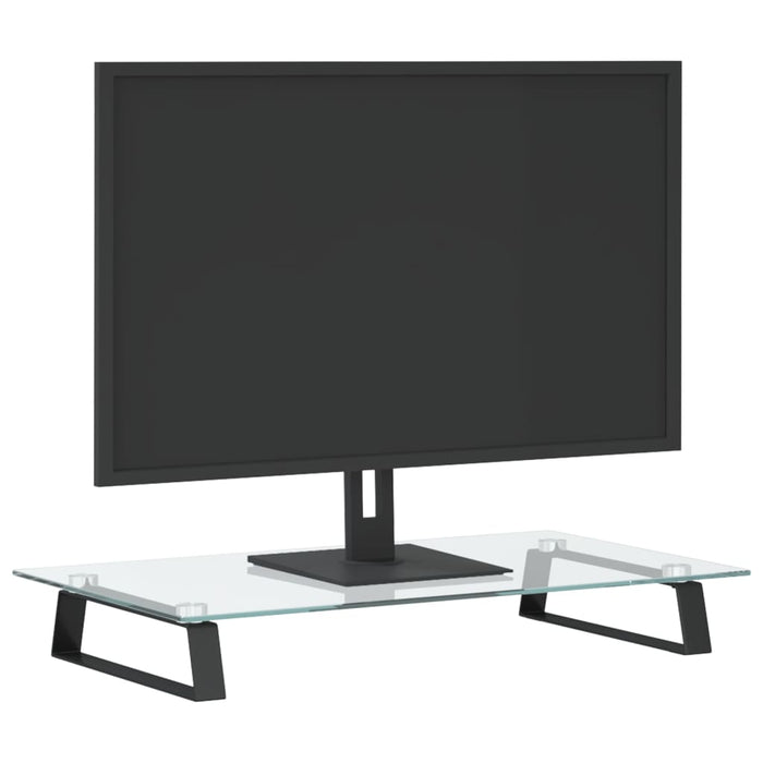 Suport de monitor, negru, 60x35x8 cm, sticlă securizată/ metal WALTI