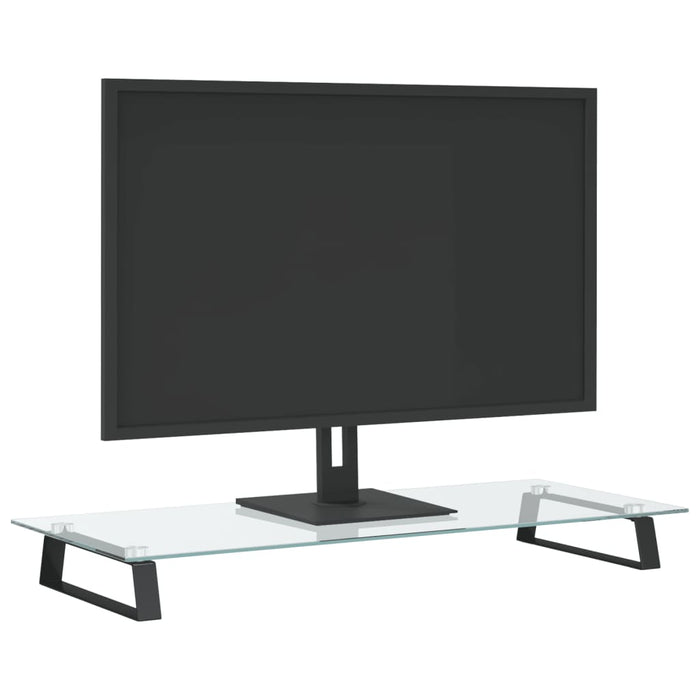 Suport de monitor, negru, 80x35x8 cm, sticlă securizată/ metal WALTI