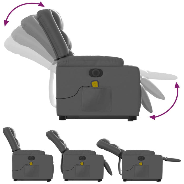 Fotoliu masaj rabatabil electric cu ridicare, gri, piele eco - WALTI WALTI
