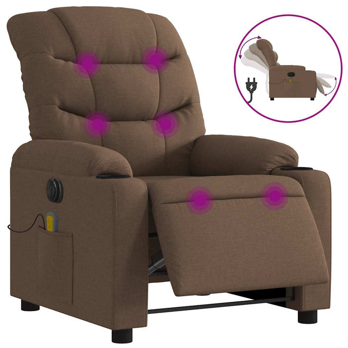 Fotoliu electric de masaj rabatabil, maro, textil - WALTI WALTI