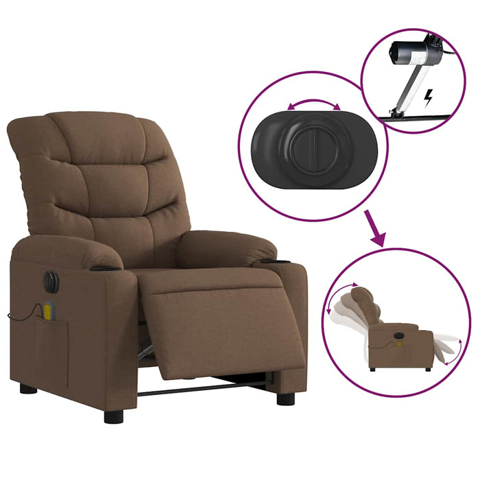 Fotoliu electric de masaj rabatabil, maro, textil - WALTI WALTI