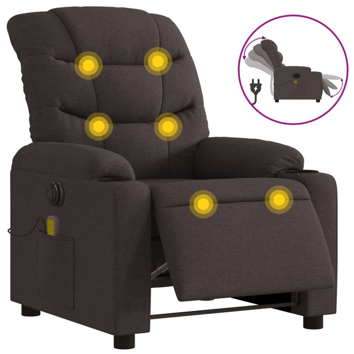 Fotoliu electric de masaj rabatabil, maro închis, textil - WALTI WALTI