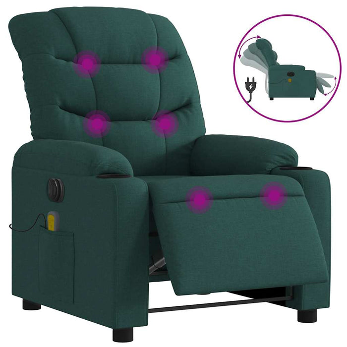 Fotoliu electric de masaj rabatabil, verde închis, textil - WALTI WALTI