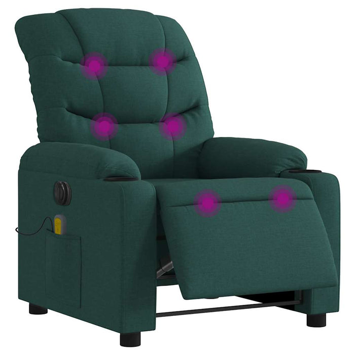 Fotoliu electric de masaj rabatabil, verde închis, textil - WALTI WALTI