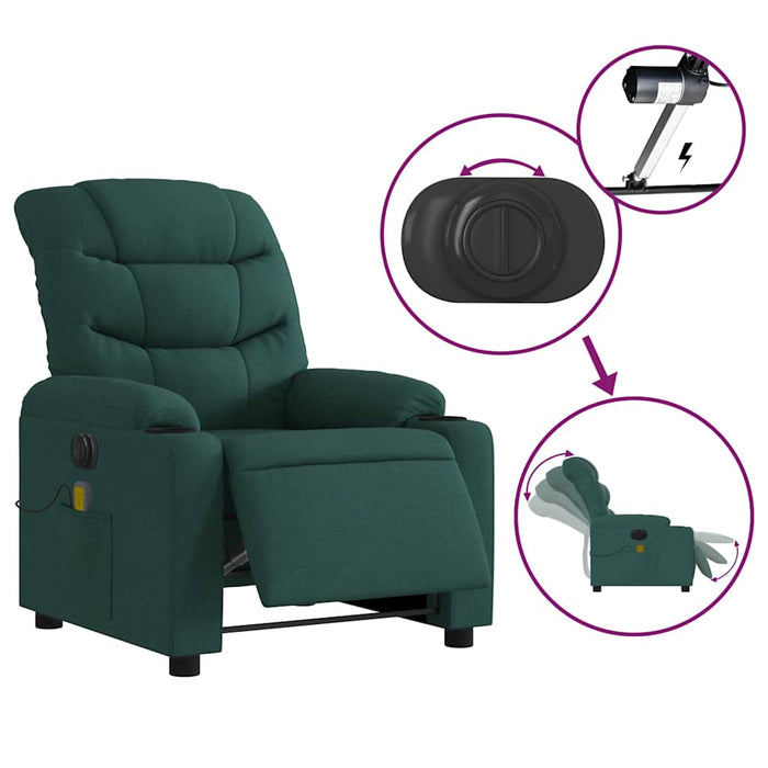Fotoliu electric de masaj rabatabil, verde închis, textil - WALTI WALTI