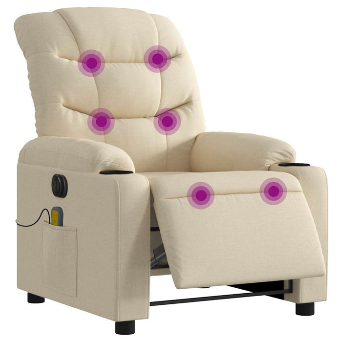 Fotoliu electric de masaj rabatabil, crem, textil - WALTI WALTI