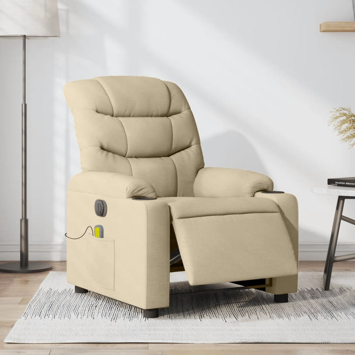 Fotoliu electric de masaj rabatabil, crem, textil - WALTI WALTI