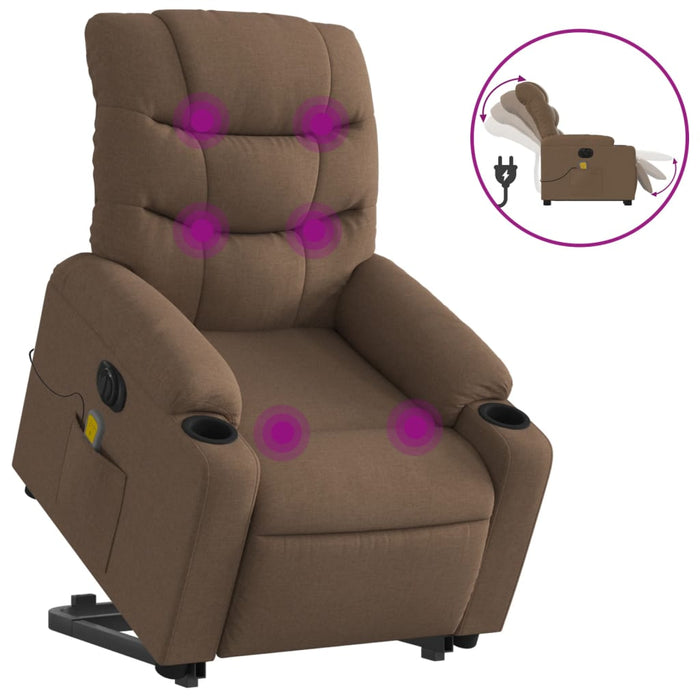 Fotoliu electric de masaj rabatabil cu ridicare, maro, textil - WALTI WALTI