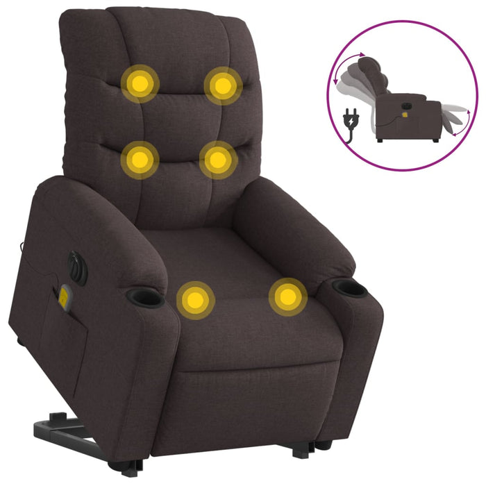 Fotoliu electric masaj rabatabil cu ridicare maro închis textil - WALTI WALTI