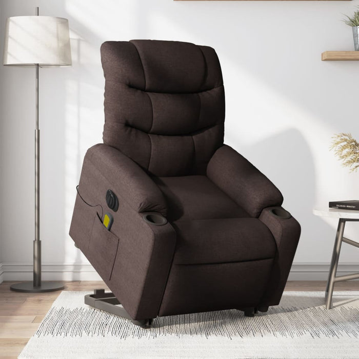 Fotoliu electric masaj rabatabil cu ridicare maro închis textil - WALTI WALTI