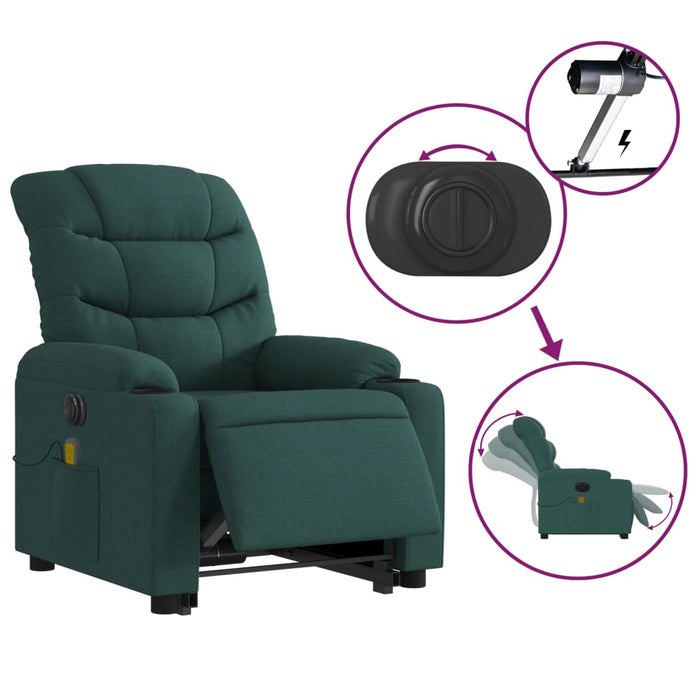 Fotoliu electric masaj rabatabil / ridicare verde închis textil WALTI