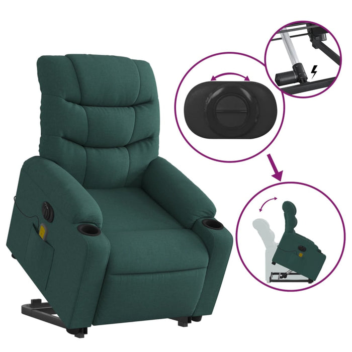 Fotoliu electric masaj rabatabil / ridicare verde închis textil WALTI