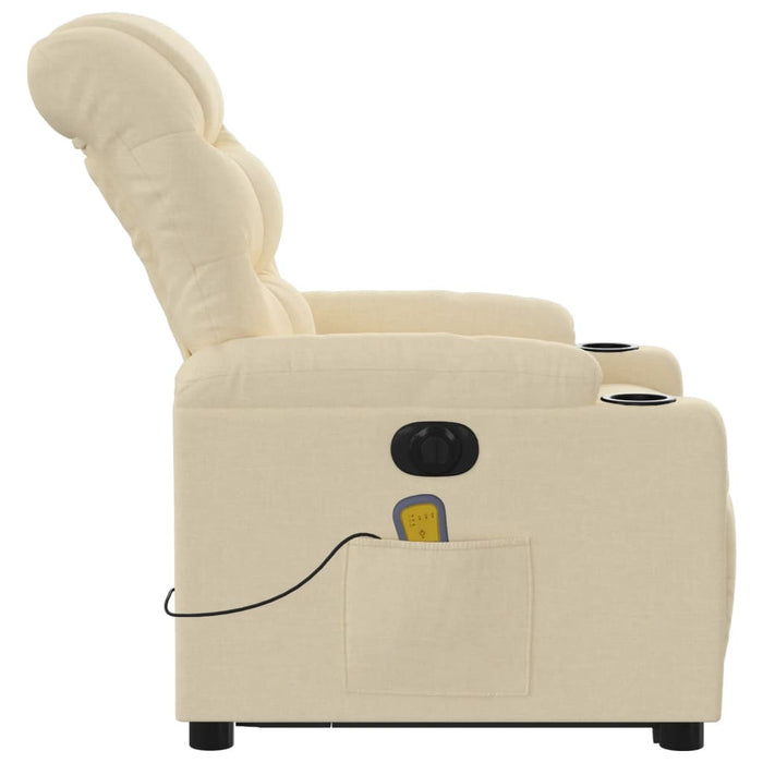 Fotoliu electric de masaj rabatabil cu ridicare, crem, textil - WALTI WALTI