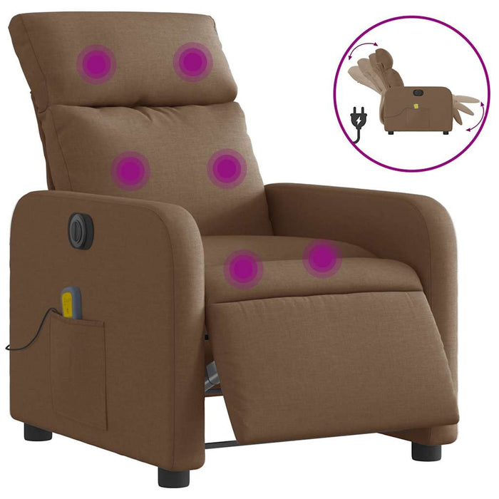 Fotoliu electric de masaj rabatabil, maro, textil WALTI
