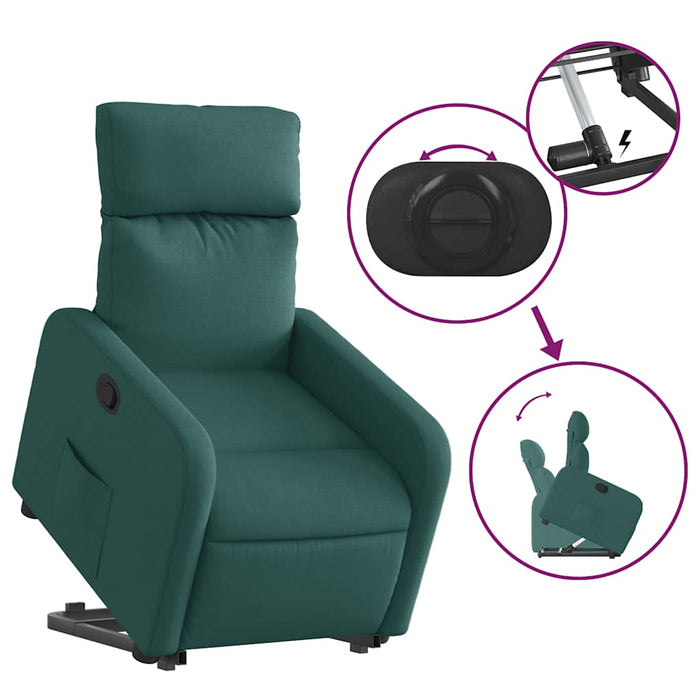 Fotoliu rabatabil ridicare pe verticală, verde închis, textil WALTI