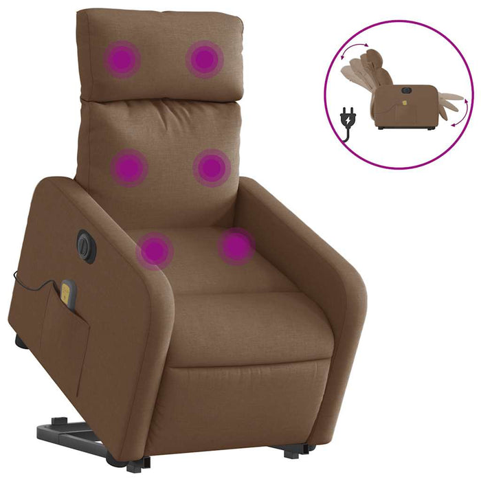 Fotoliu electric de masaj rabatabil cu ridicare, maro, textil - WALTI WALTI