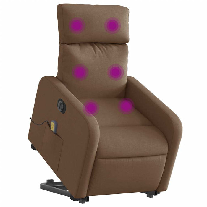 Fotoliu electric de masaj rabatabil cu ridicare, maro, textil - WALTI WALTI