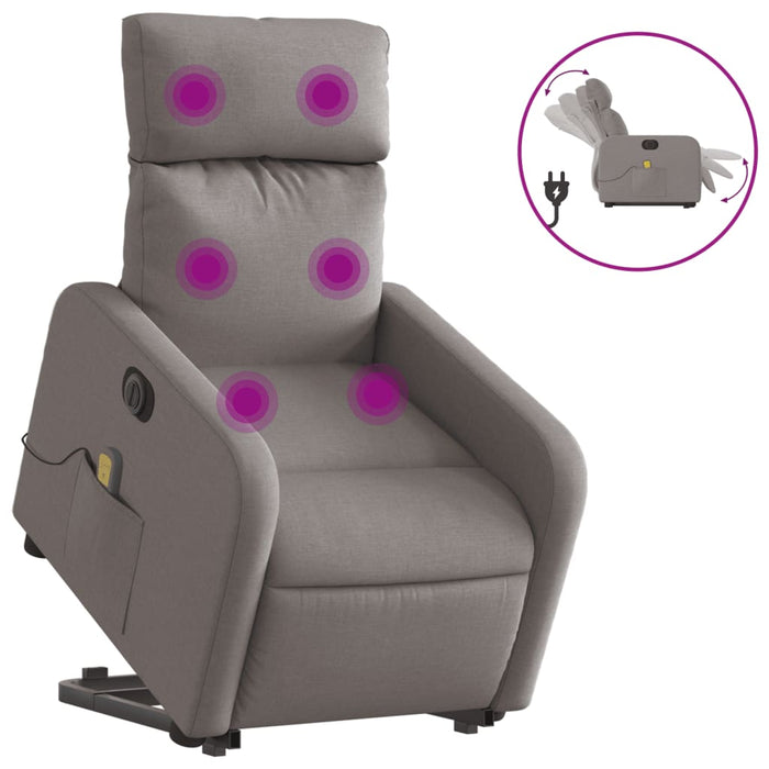 Fotoliu electric masaj rabatabil cu ridicare, gri taupe, textil WALTI