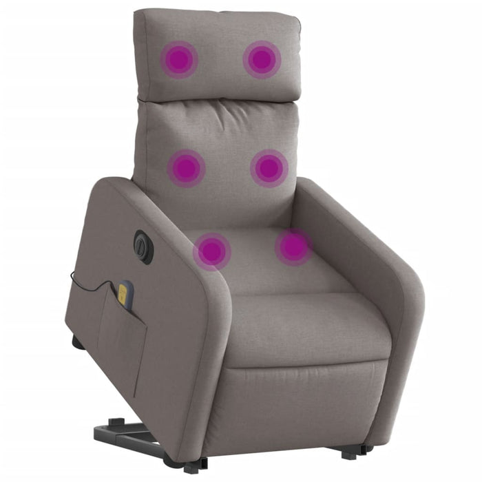 Fotoliu electric masaj rabatabil cu ridicare, gri taupe, textil WALTI