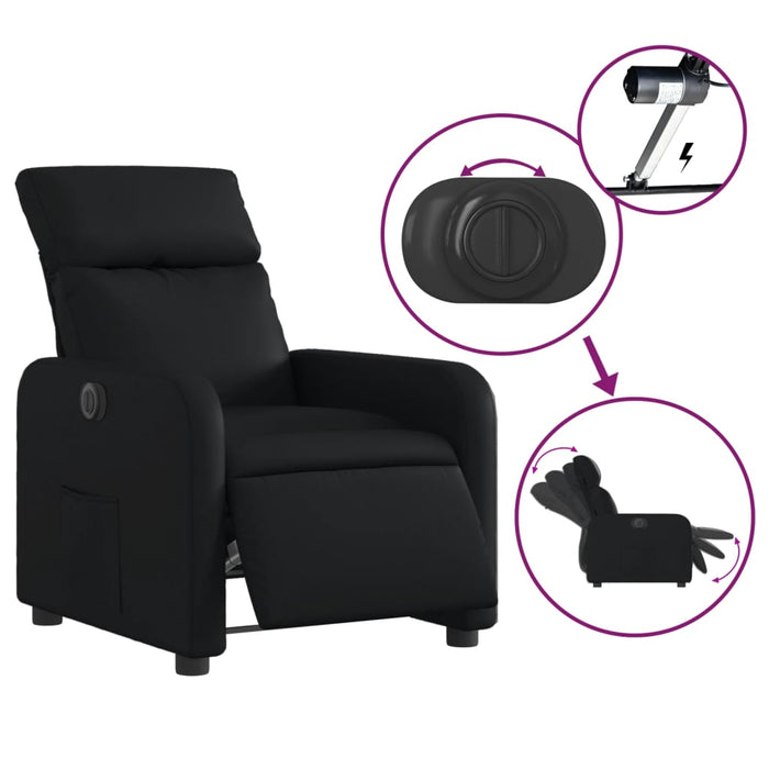 Fotoliu rabatabil electric, negru, piele ecologică - WALTI WALTI