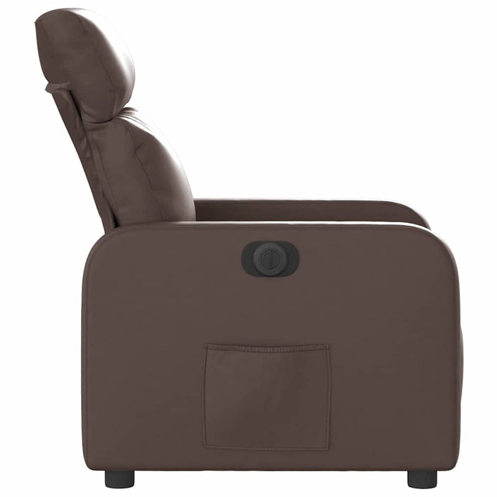 Fotoliu rabatabil electric, maro, piele ecologică - WALTI WALTI