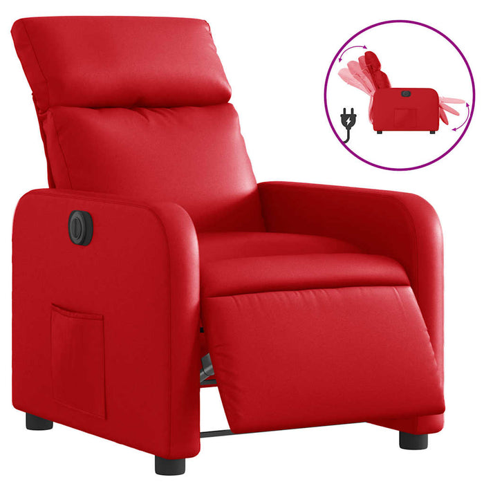 Fotoliu rabatabil electric, roșu, piele ecologică - WALTI WALTI