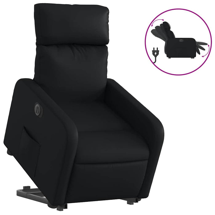 Fotoliu rabatabil electric cu ridicare, negru, piele ecologică - WALTI WALTI