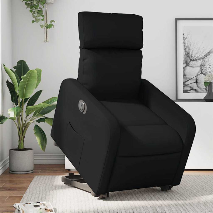 Fotoliu rabatabil electric cu ridicare, negru, piele ecologică - WALTI WALTI