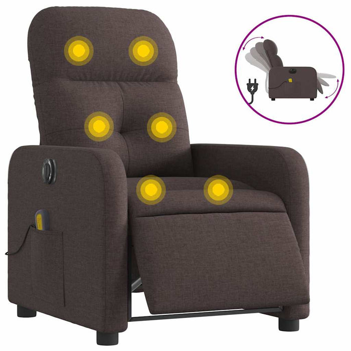 Fotoliu electric de masaj rabatabil, maro închis, textil - WALTI WALTI
