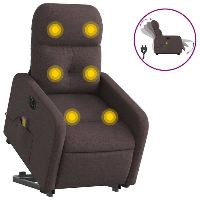 Fotoliu electric masaj rabatabil cu ridicare maro închis textil - WALTI WALTI