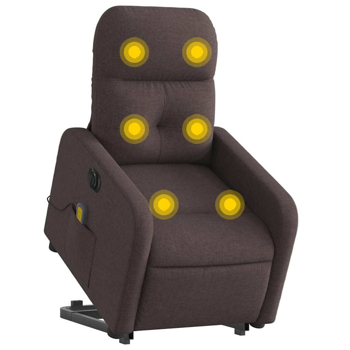 Fotoliu electric masaj rabatabil cu ridicare maro închis textil - WALTI WALTI