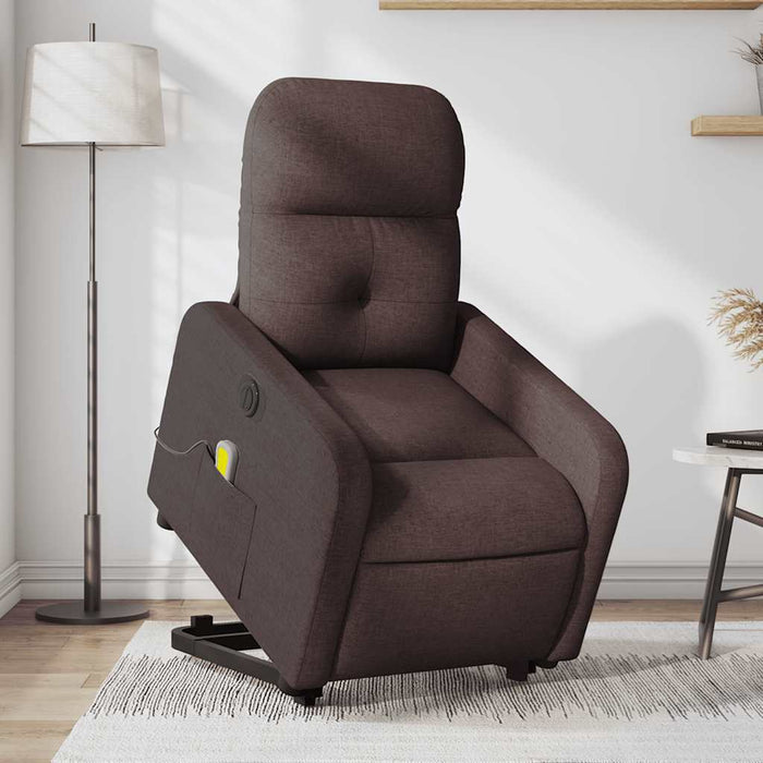 Fotoliu electric masaj rabatabil cu ridicare maro închis textil - WALTI WALTI