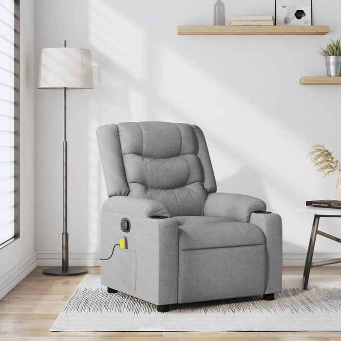 Fotoliu reclinabil cu masaj, gri deschis, material textil - WALTI WALTI