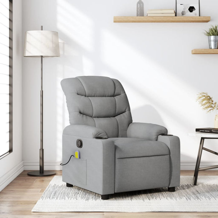 Fotoliu reclinabil cu masaj, gri deschis, material textil - WALTI WALTI