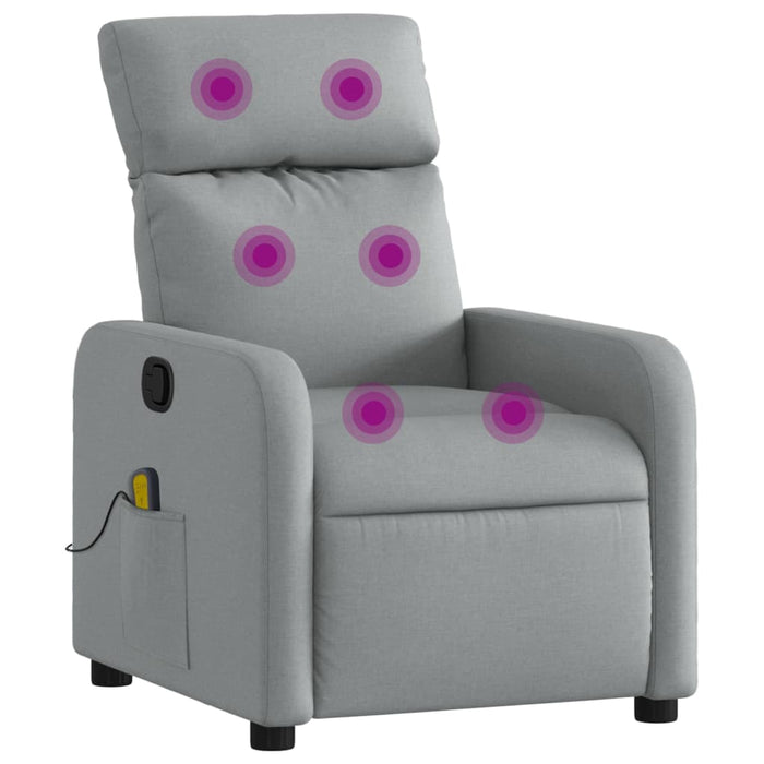Fotoliu reclinabil cu masaj, gri deschis, material textil - WALTI WALTI