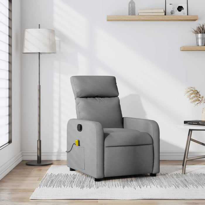 Fotoliu reclinabil cu masaj, gri deschis, material textil - WALTI WALTI