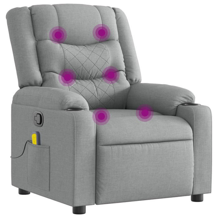 Fotoliu reclinabil cu masaj, gri deschis, material textil - WALTI WALTI