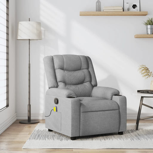 Fotoliu reclinabil cu masaj, gri deschis, material textil - WALTI WALTI