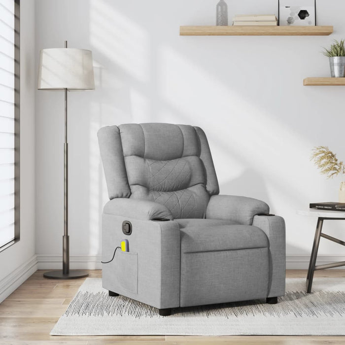 Fotoliu reclinabil cu masaj, gri deschis, material textil - WALTI WALTI