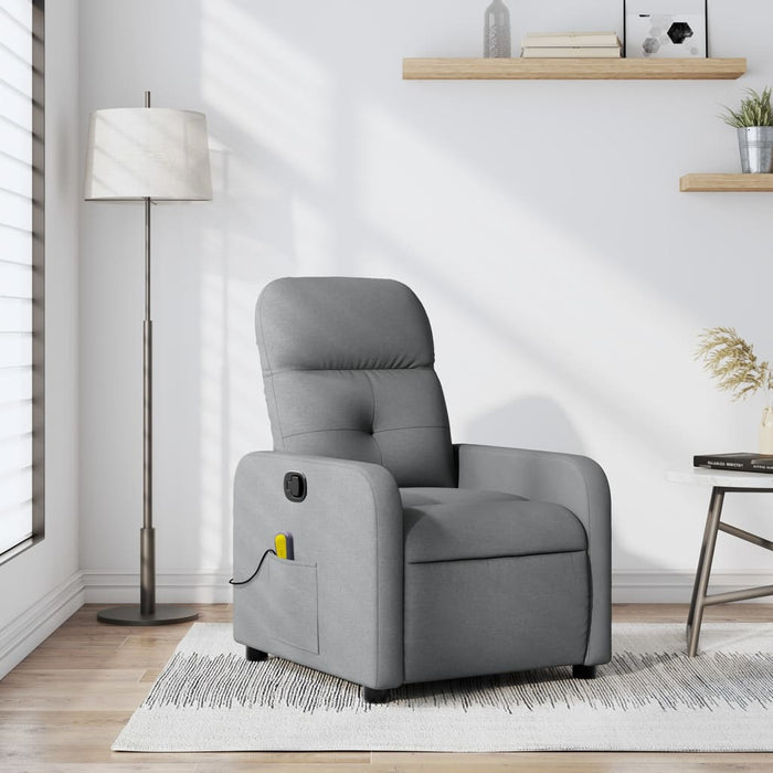 Fotoliu reclinabil cu masaj, gri deschis, material textil - WALTI WALTI