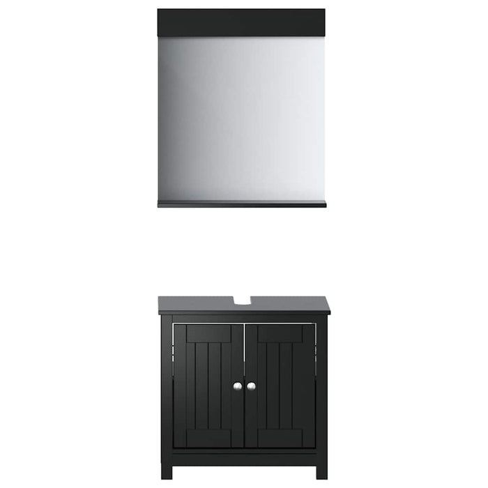 Set mobilier de baie „BERG”, 2 piese, negru, lemn masiv de pin - WALTI WALTI