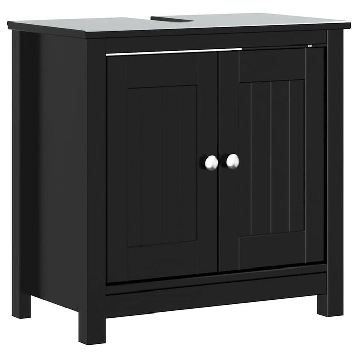Set mobilier de baie „BERG”, 2 piese, negru, lemn masiv de pin - WALTI WALTI