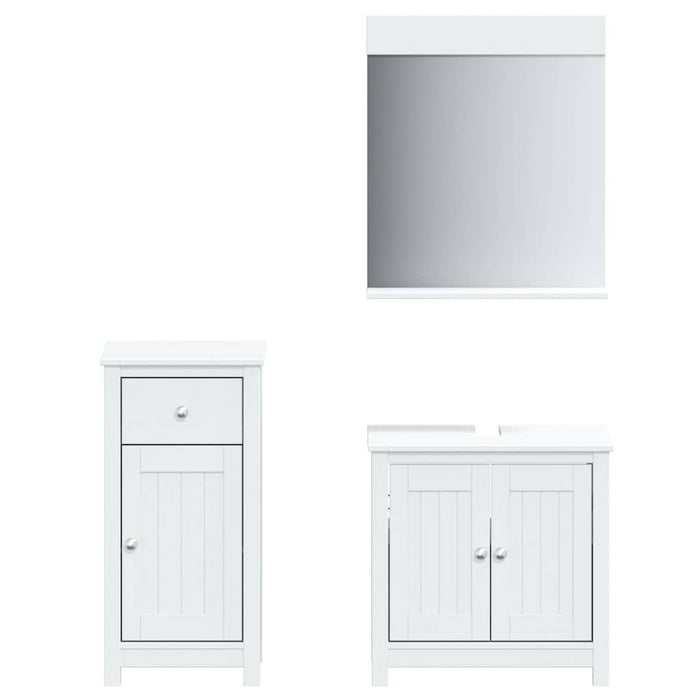 Set mobilier baie, 3 piese, „BERG”, alb, lemn masiv de pin - WALTI WALTI