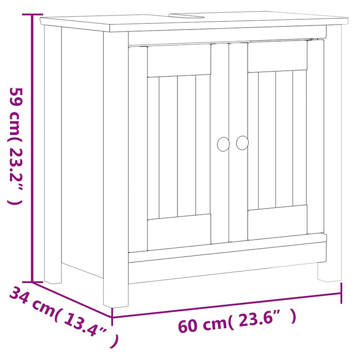 Set mobilier baie, 3 piese, „BERG”, alb, lemn masiv de pin - WALTI WALTI